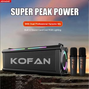 NEWMSNR Super Peak Power Bluetooth Speaker With Dual High Quality Microphones Karaoke Wireless Speaker 9D Bass Amplifier Party Subwoofer Portable RGB Speakers Rechargeable Music Speaker With Wireless Microphone