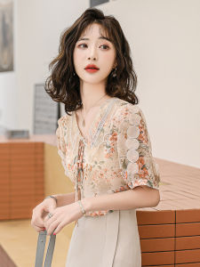 French Floral Print Shirt Design Sensation Niche High Fashion Street Style Summer New Arrival Womens Straight Cut Button up Top