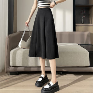 Anneve | Spring Summer New High Waist A-Line Slimming All Match Large Size Pleated Skirt