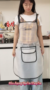 Tạp dề trong suốt ECOCO chất liệu TPU chống thấm nước thế hệ mới thiết kế dây đeo chữ H Freesize phù hợp mọi vóc dáng