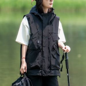 Áo Khoác Ngoài Mùa Hè Thường Ngày Cho Nam Áo Vest Câu Cá Ngoài Trời Thoáng Khí Chống Thấm Nước Mỏng Có Mũ Trùm Đầu Áo Vest Phong Cách Nhật Bản Cổ Điển