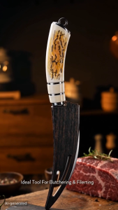 Nipiin Mongolian Small Boning Knife Stainless Steel Multifunctional Chef Knife for Meat Butchering with Cover