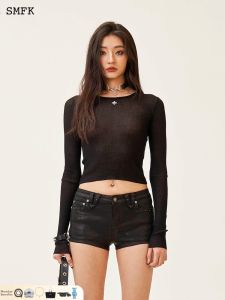 SMFK | Light Thin-Fitting Embroidered Long-Sleeve Top