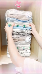 3D Pumpless Vacuum Compression Bag/Reusable Travel Compression Bags for Luggage Clothes Organizer/Beg Vakum Kompresi
