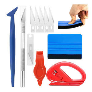 New Car Vinyl Tint Film Installation Tool Kit Rubber Scraper Magnetic Holder Wrapping Sticker Carving Knife with Spare Blades