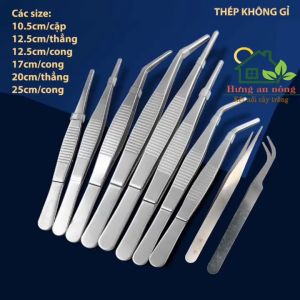 Cặp nhíp 10.5cm mũi cong thẳng gấp đa năng