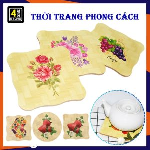 Miếng Lót Nồi Chén Bát Ly Cốc In Hình Bằng Gỗ Ép Chịu Nhiệt Tốt - Lót Ly Gỗ / Đế Lót Xoong Nồi Chống Trượt Bằng Gỗ Tre Decor Để Bàn Cách Nhiệt / Thảm Lót Nồi