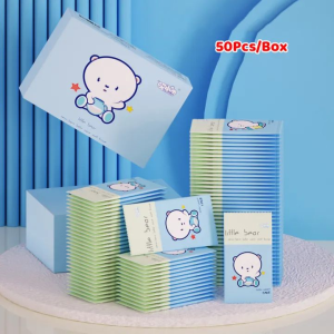 50 PCS/Boxed Baby Wipes Pocket Portable Wipes Soft Cleaning Hand and Mouth Wipes