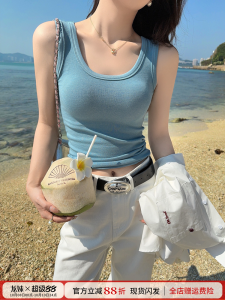 Blue Sleeveless Slim Fit Vest Womens Inner Wear Base Layer Pure Cotton Tank Top Summer New Style Dragon Sister Commute