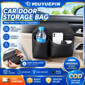 YOUYUEPIN PU Car Door Storage Bag Universal Hanging Organizer Waterproof Wear Resistant Car Pocket for Water Cup Phone Key Tissue Card Most Vehicle Models