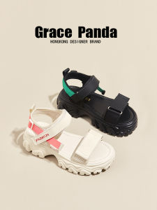 Gracepanda Hong Kong 2025 New Summer Casual Thick Bottom Heightening Beach Sandals Womens Slip-On Shoes Leather Mocassin