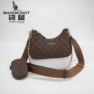 Kangaroo Womens Bag New 2025 Diamond Grid Chain Single Shoulder Crossbody Dumpling Bag Fashion Versatile Red Underarm Bag Wide Strap
