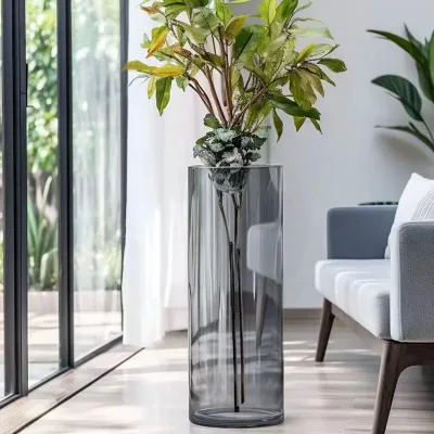 Acrylic Transparent Flower Vase Plastic Flower Bucket Home Use Flower Shop Large Deep Water Flower Bucket Flower Green Plant Bucket