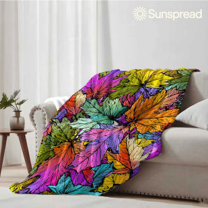 colorful maple leaf Soft Warm Flannel Blanket Lightweight Cozy Christmas Halloween Home Decor Room
