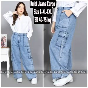 BB 40-75 CELANA KULOT JEANS CARGO WANITA MODEL TERBARU SIZE L XL XXL