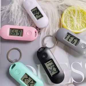 Digital Mini Clock Version 2 with LED Light LCD Display Time & Date Display with Keychain (Battery Included)