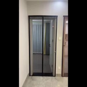 Extra Large Summer Black Striped Magnetic Screen Door Mesh Curtain for Home No Drilling Required Mosquito Proof Breathable Sof