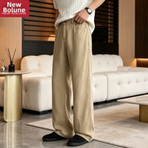 NEW BOLUNE | Summer Lightweight Narrow Slim-fit Trousers Linen-blend