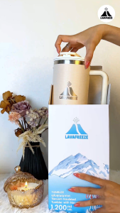 แก้วน้ำเก็บความเย็น 1200ml ฝาแบบหมุนพร้อมหลอดรุ่นพิเศษ เก็บอุณหภูมิ12-24ชม.