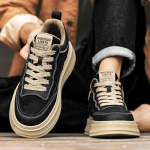 Mens Work Boots Casual Outdoor Thick Bottom Anti-slip Wear-resistant Low Help Martin Boots Leather Shoes for Autumn And Winter