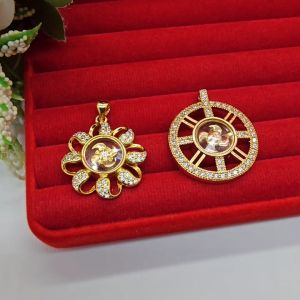 จี้กังหันฝังเพชร หมุนเรียกทรัพย์ โชคลาภ แชกงหมิว ชุบทอง ทำจากทองเหลือง เสริมบารมี ไม่ลอกไม่ดำ รูปถ่ายจากสินค้าจริง