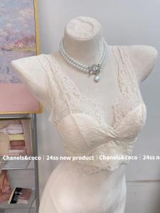 Áo Ngực Ren Gợi Cảm Kiểu Pháp Không Dây Mỏng Áo Ngực Mùa Thu 2024 Dành Cho Nữ 18-25 Tuổi Áo Ngực Không Dây Kiểu Vest Mùa Hè