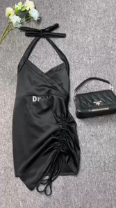 BestStore - Dress Scuba Midi Serut / Dress Midi Korean Style / Dress Bodycon Halter Neck