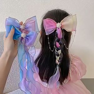 Bowknot Hair Tie Childrens Braided Hair Ropes Ribbon Flower Hairpins Hair Accessories for Girls