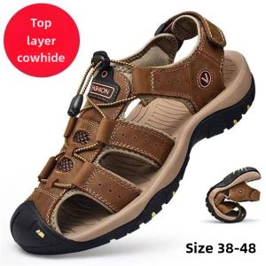 Ankle Shoes Mens Genuine Leather Summer Cow Casual Shoes Cool Head 2023 New Arrival Breathable Beach Shoes Men