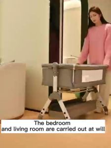 Portable Baby Cot Crib Adjustable Height Splicing Big Bed with Mosquito Net Movable Cradle Bed Baby Katil Bayi 婴儿床