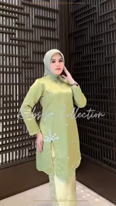 Instant COD - Setelan Kurung Melayu Hasanah / Set Kebaya Kurung Organza Melayu / Baju Kurung Melayu Modern Pelangi Jaya