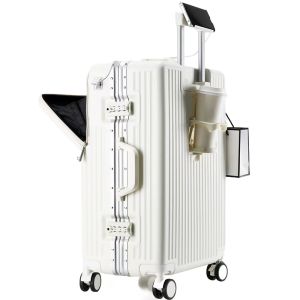 New Multifunctional Womens 20 Inch Check-In Luggage Aluminum Frame Pullman Travel Suitcase Mens Business Trip Case