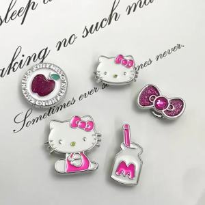 USOQ cross hole shoe buckle accessories DIY detachable pink and white Kity cat hole shoe flower decoration