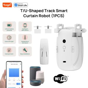 Tuya Smart Curtain Robot WiFi APP Remote Control/Voice Control(Alexa Google Siri)ForTU-Rail shaped TrackPull-to-start8KG load