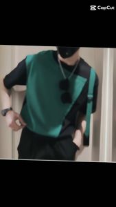 Áo thun áo thun nam phá cách độc lạ ghép nối mảng day đai tạo cá tính mạnh mẽ - T21