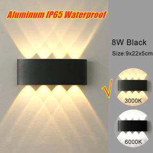 2W/4W/6W/8W IP65 Outdoor Wall Lamps Waterproof Aluminum LED Indoor Bathroom Gate Garden Courtyard Corridor Wall Washer AC85-265V , WALL LAMP LAMPU DINDING OUTDOOR/INDOOR UPDOWN DECO Black/ Black and Gold 3000K 4/6/8 HEAD