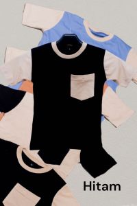 Kaos Anak Murah Model Saku Depan / Kaos Pocket Anak Kombinasi Warna Ukuran S.M.L.XL