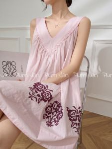 PlumJan | Đầm Không Tay Hình Hoa Thiết Kế Thời Trang V-Neck Màu Hồng