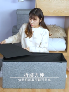 Foldable Storage Box Bench Sofa Linen Fabric Foot Rest Living Room Kid Toys Box Storage Stool Box Kotak Simpan Barang