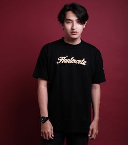 T-shirt pria regular simple huntercutz orange font