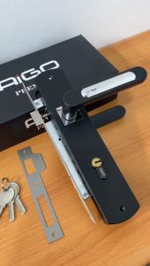 HANDLE PINTU GAGANG PINTU RUMAH HITAM DOFF MINIMALIS 25CM / 1 SET KUNCI PINTU RUMAH KOTAK LENGKUNG