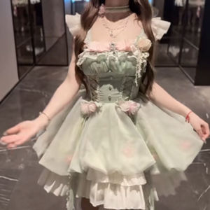 French Gentle Style Beautiful Flower Lace Short Skirt Fairy Dress Small Size Summer 2026 Trendy Outfit Soft Fabric Non-Retentive