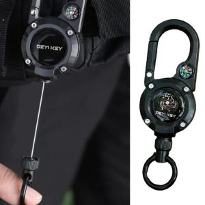 Steel Wire Rope Retractable Pull Reel Carabiner Key Chains Multiple Tool Anti-Theft Metal Buckle Holder Outdoor Sporty Keychain