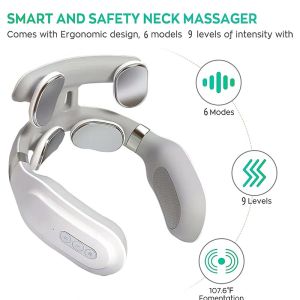 Neck Massage Machine 4 Head And Neck Protection Heating Machines Breathing Light Vibration  Compress Cervical Spine Machine