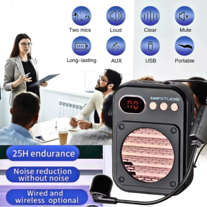 KING Speaker Pinggang Guru Cas Bluetooth Pembicara Tour Guide Dengan wired mic Voice Amplifier - S25