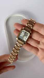 (Free box!!)" A new light luxury steel band ladies watch a fashionable and simple square quartz wristwatch for female students