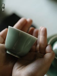 Chinese Style Handmade Thin-walled Blue Porcelain Tea Cup Set for Home Use Small Elegant Drinking Cup Match All Wushu Tea Tools