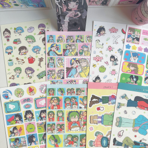 1/8PCS Korean Cute Girl Stickers Kawaii Cartoon Character Stickers Hand Account Planner Diary Notebook DIY Decorative Stickers