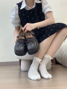 Wsanice JK Style Leather Loafers Shoes for Women Student  Korean Fashion