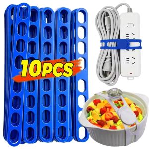 10Pcs 54cm Elastic Silicone Securing Strap Soft Adjustable Cable Straps Cord Bundle Organizer Pot Lid Holder for Lunch Box Elastic Band